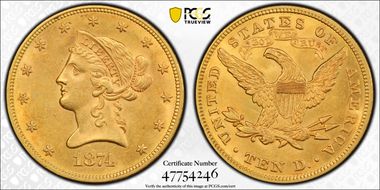 1874 $10 MS61