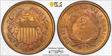 1865 2C Fancy 5 MS64RB