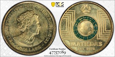 2023 $2 Matildas - Dark Green Colorized MS65