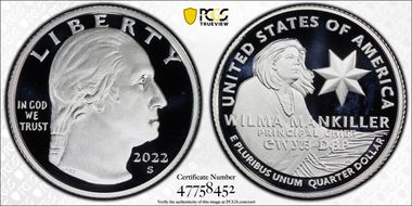 2022-S 25C Wilma Mankiller-Silver PR69DCAM