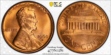 1960-D 1C Small Date MS67+ RD
