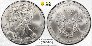 1999 $1 Silver Eagle MS67