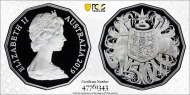 2019 50C Dodecagon 50C 50th Ann. Ag A. Machin Effigy PR69DCAM