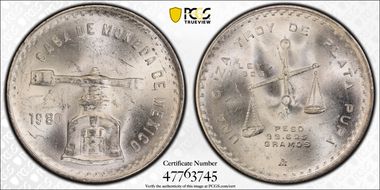 1980/79-Mo Onza KM-M49b.5 Ag MS64