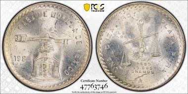 1980/79-Mo Onza KM-M49b.5 Ag MS64