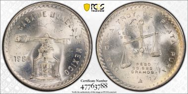 1980/79-Mo Onza KM-M49b.5 Ag MS66
