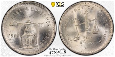 1980/79-Mo Onza KM-M49b.5 Ag MS66