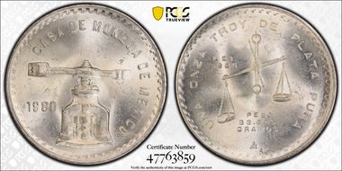 1980/79-Mo Onza KM-M49b.5 Ag MS66