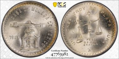 1980/79-Mo Onza KM-M49b.5 Ag MS67