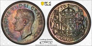 1948 50C Narrow Date MS65