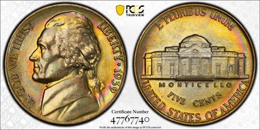 1939 5C Reverse of 1940 MS64