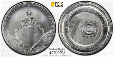 (2022-P) Medal U.S. Coast Guard Matte 1 oz Ag First Strike MS70