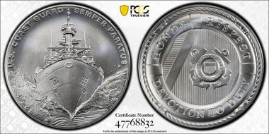 (2022-P) Medal U.S. Coast Guard Matte 1 oz Ag First Strike MS70