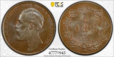 1873 5 Öre MS64BN