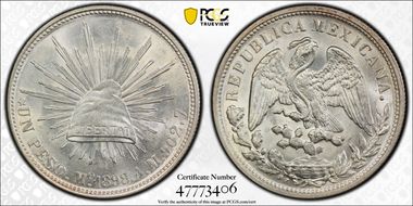1898-Mo AM Peso Restrike KM-409.2 MS64