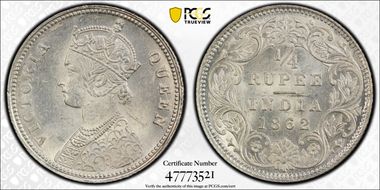 1862(C) 1/4 Rup SW-4.130 MS63