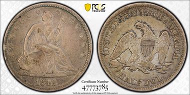 1842 50C Medium Date VF25