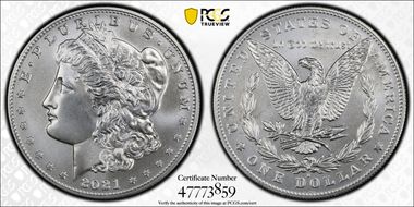 2021-D $1 Morgan Dollar 100th Anniversary MS70