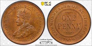 1919 //. (m) 1D Dot below MS64BN