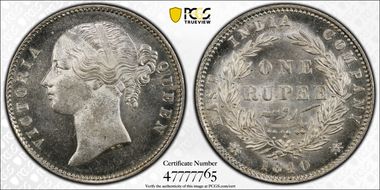 1840(C or B) Rupee SW-3.33 MS63
