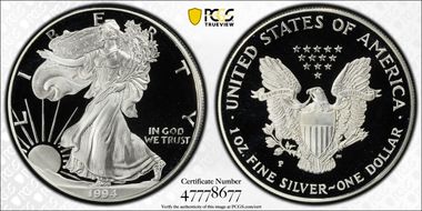 1994-P $1 Silver Eagle PR70DCAM