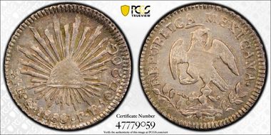 1858/7-Go PF 1/2 R MS63