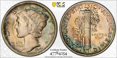 1945-S 10C Micro S MS67