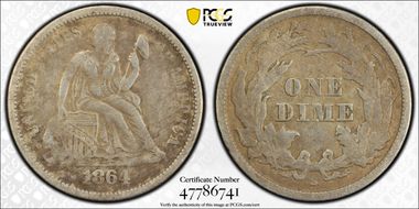 1864-S 10C F-101 N1