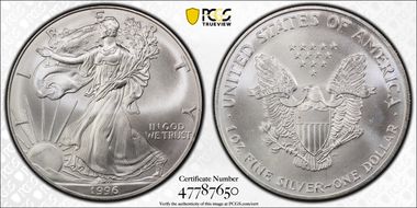 1996 $1 Silver Eagle MS67