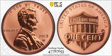 2019-W 1C Shield - Reverse Proof PR69RD