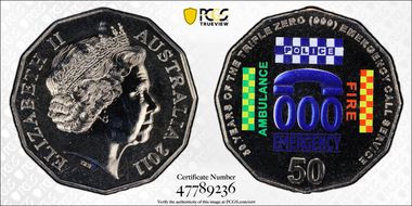 2011 50C Triple Zero Anniversary Colorized MS68