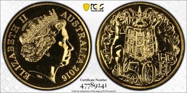 2016 50C Gilt Cu-Ni MS69