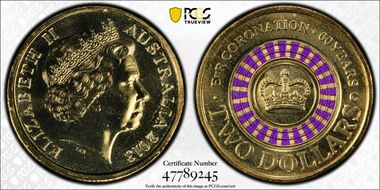 2013-C $2 Coronation Colorized MS68