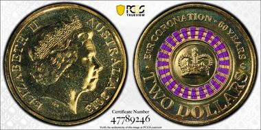 2013-C $2 Coronation Colorized MS67
