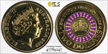 2013-C $2 Coronation Colorized MS68