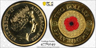 2012-C $2 Remembrance Day Colorized MS68