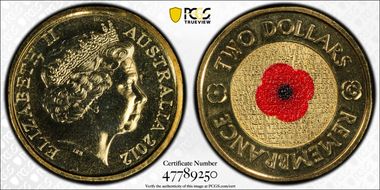 2012-C $2 Remembrance Day Colorized MS68
