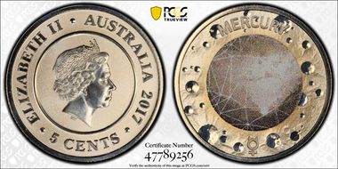 2017 5C Planetary Coins Mercury Colorized MS70