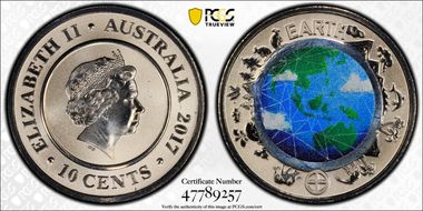 2017 10C Planetary Coins Earth Colorized MS69