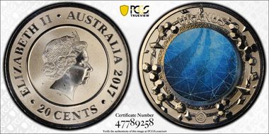 2017 20C Planetary Coins Uranus Colorized MS69