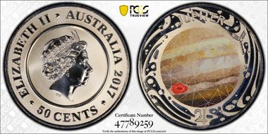 2017 50C Planetary Coins Jupiter Colorized MS69