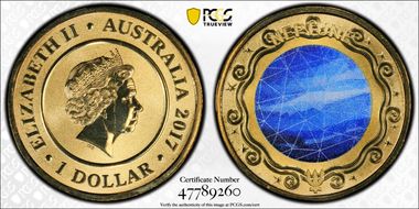 2017 $1 Planetary Coins Neptune Colorized MS68