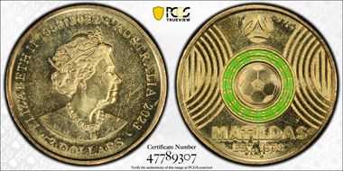 2023 $2 Matildas - Light Green Colorized MS63