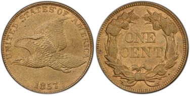 1857 1C Flying Eagle MS63