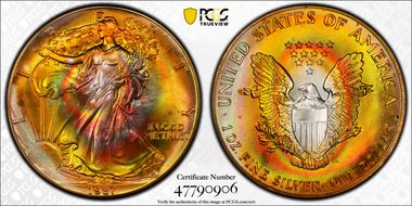 1987 $1 Silver Eagle MS68