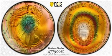 1996 $1 Silver Eagle MS68