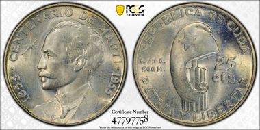 1953 25C Jose Marti KM-27 MS64