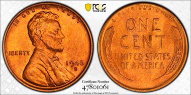 1945-S 1C MS67+ RD