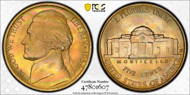 1938-D 5C Jefferson MS68