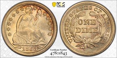 1853 10C Arrows MS67